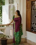 MOST PICKED LICHI SILK JACQUARD WORK SAREE WITH UNSTITCHED BLOUSE FESTIVE WEAR WHOLESALE PRICE ETHNIC GARMENT (2)