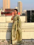 MOST PICKED LICHI SILK JACQUARD WORK SAREE WITH UNSTITCHED BLOUSE WEDDING WEAR WHOLESALE PRICE ETHNIC GARMENT (28)