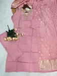 NEW ARRIVAL CHANDERI EMBROIDERY WORK TOP BOTTOM WITH DUPATTA FESTIVE WEAR WHOLESALE PRICE ETHNIC GARMENT (2)