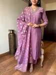 NEW ARRIVAL CHANDERI EMBROIDERY WORK TOP BOTTOM WITH DUPATTA FESTIVE WEAR WHOLESALE PRICE ETHNIC GARMENT (2)