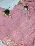 NEW ARRIVAL CHANDERI EMBROIDERY WORK TOP BOTTOM WITH DUPATTA FESTIVE WEAR WHOLESALE PRICE ETHNIC GARMENT (2)