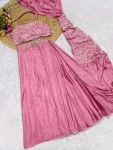 NEW ARRIVAL CHINON SILK MULTI THREAD EMBROIDERY SEQUENCE WITH LACE BORDER WORK READY TO WEAR SAREE WITH STITCHED BLOUSE PARTY WEAR WHOLESALE PRICE ETHNIC GARMENT (3)