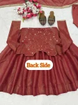 NEW ARRIVAL COSMOS SILK PLAIN ANARKALI GOWN BOTTOM WITH SEMI BEADS 3 MM SEQUENCE EMBROIDERY WORK KOTI AND DUPATTA WEDDING WEAR WHOLESALE PRICE ETHNIC GARMENT (2)