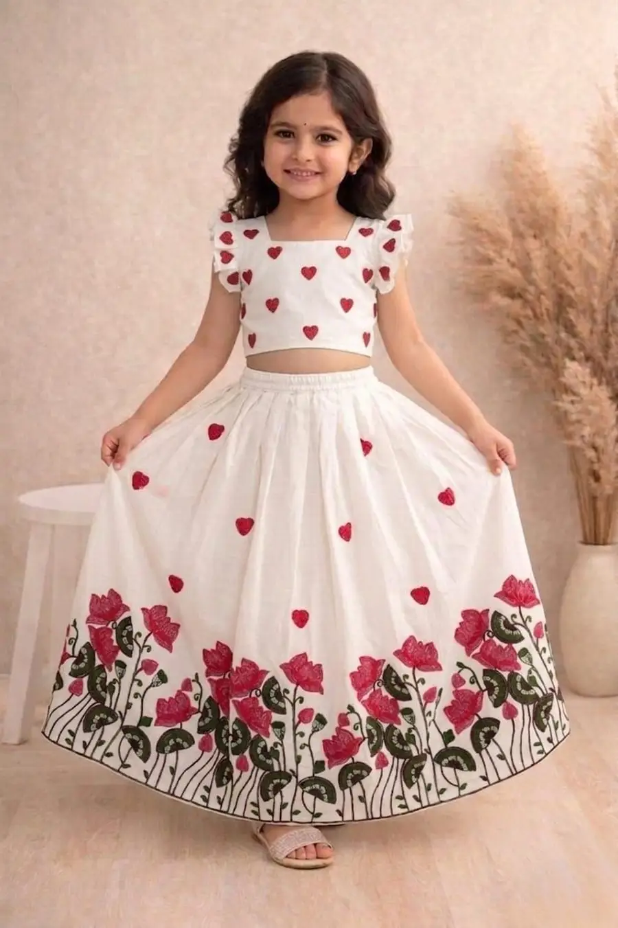 NEW ARRIVAL COTTON GOTA PIN WORK KID'S LEHENGA CHOLI FESTIVE WEAR WHOLESALE PRICE ETHNIC GARMENT (3)
