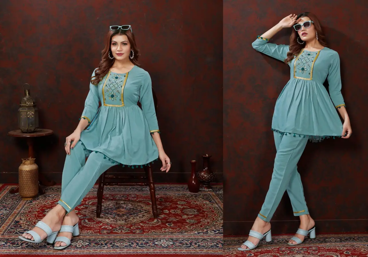 NEW ARRIVAL COTTON HANDWORK CO-ORD SET FESTIVE WEAR WHOLESALE PRICE ETHNIC GARMENT (3)