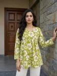 NEW ARRIVAL COTTON PRINTED WORK ONLY TOP GREEN