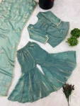 NEW ARRIVAL FENDY SILK EMBROIDERY SEQUENCE WORK MOTHER DAUGHTER SET FESTIVE WEAR WHOLESALE PRICE ETHNIC GARMENT