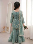 NEW ARRIVAL FENDY SILK EMBROIDERY SEQUENCE WORK MOTHER DAUGHTER SET FESTIVE WEAR WHOLESALE PRICE ETHNIC GARMENT