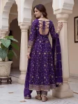 NEW ARRIVAL FENDY SILK EMBROIDERY SEQUENCE ZARI WORK GOWN BOTTOM WITH DUPATTA FESTIVE WEAR WHOLESALE PRICE ETHNIC GARMENT (19)