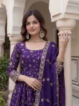 NEW ARRIVAL FENDY SILK EMBROIDERY SEQUENCE ZARI WORK GOWN BOTTOM WITH DUPATTA FESTIVE WEAR WHOLESALE PRICE ETHNIC GARMENT (19)