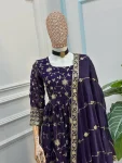 NEW ARRIVAL FENDY SILK EMBROIDERY SEQUENCE ZARI WORK GOWN BOTTOM WITH DUPATTA FESTIVE WEAR WHOLESALE PRICE ETHNIC GARMENT (19)
