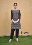 NEW ARRIVAL GEORGETTE CHIKAN EMBROIDERY WORK TOP PENT SET BROWN