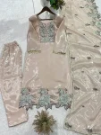 NEW ARRIVAL GMY SILK EMBROIDERY WITH CUT WORK TOP BOTTOM WITH DUPATTA FESTIVE WEAR WHOLESALE PRICE ETHNIC GARMENT (5)