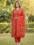 NEW ARRIVAL KOTA CHECKS COTTON PRINT WORK TOP BOTTOM WITH DUPATTA OFFICE WEAR WHOLESALE PRICE ETHNIC GARMENT (4)