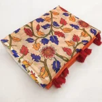 NEW ARRIVAL LINEN COTTON KALAMAKARI PRINTED WORK SAREE WITH UNSTITCHED BLOUSE DAILY WEAR WHOLESALE PRICE ETHNIC GARMENT (3)