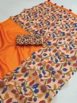 NEW ARRIVAL LINEN COTTON KALAMAKARI PRINTED WORK SAREE WITH UNSTITCHED BLOUSE DAILY WEAR WHOLESALE PRICE ETHNIC GARMENT (3)