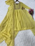 NEW ARRIVAL MUL CHANDERI BEADS EMBROIDERY WORK TOP BOTTOM WITH DUPATTA FESTIVE WEAR WHOLESALE PRICE ETHNIC GARMENT (21)