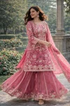 NEW ARRIVAL NATURAL CREPE EMBROIDERY AND SEQUENCE WORK TOP PALAZZO WITH DUPATTA WEDDING WEAR WHOLESALE PRICE ETHNIC GARMENT (2)