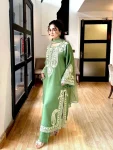 NEW ARRIVAL ORGANZA SILK EMBROIDERY WORK TOP PALAZZO WITH DUPATTA FESTIVE WEAR WHOLESALE PRICE ETHNIC GARMENT (4)