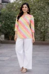 NEW ARRIVAL RAYON DIGITAL PRINT WORK TOP PALAZZO SET PINK AND YELLOW