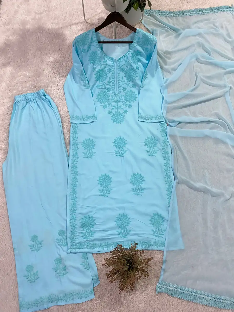NEW ARRIVAL RAYON EMBROIDERY WORK TOP PALAZZO WITH DUPATTA DAILY WEAR WHOLESALE PRICE ETHNIC GARMENT (4)