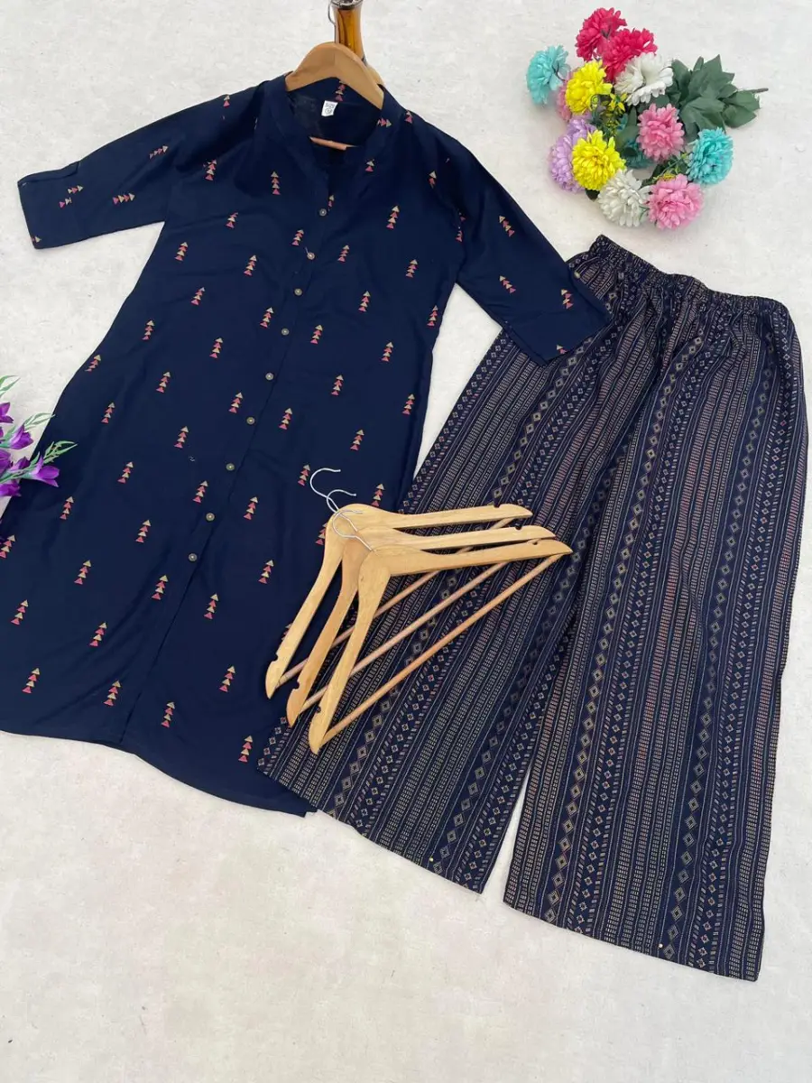 NEW ARRIVAL RAYON FOIL WORK TOP PENT SET DAILY WEAR WHOLESALE PRICE ETHNIC GARMENT (8)