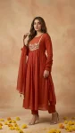 RICH LOOK CAMBRIC COTTON EMBROIDERY WORK TOP BOTTOM WITH DUPATTA FESTIVE WEAR WHOLESALE PRICE ETHNIC GARMENT (2)