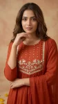 RICH LOOK CAMBRIC COTTON EMBROIDERY WORK TOP BOTTOM WITH DUPATTA FESTIVE WEAR WHOLESALE PRICE ETHNIC GARMENT (2)