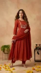 RICH LOOK CAMBRIC COTTON EMBROIDERY WORK TOP BOTTOM WITH DUPATTA FESTIVE WEAR WHOLESALE PRICE ETHNIC GARMENT (2)