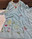 RICH LOOK CHANDERI SILK EMBROIDERY WORK TOP BOTTOM WITH DUPATTA FESTIVE WEAR WHOLESALE PRICE ETHNIC GARMENT (6)