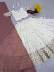 RICH LOOK CHINON EMBROIDERY PIPE VAL AND SEQUENCE WORK LEHENGA CHOLI WITH DUPATTA WEDDING WEAR WHOLESALE PRICE ETHNIC GARMENT (8)