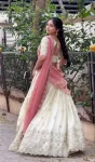 RICH LOOK CHINON EMBROIDERY PIPE VAL AND SEQUENCE WORK LEHENGA CHOLI WITH DUPATTA WEDDING WEAR WHOLESALE PRICE ETHNIC GARMENT (8)