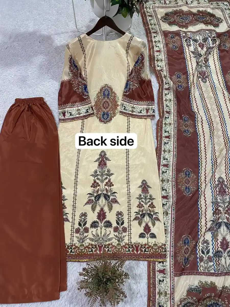 RICH LOOK CHINON PRINTED WORK TOP BOTTOM DUPATTA FESTIVE WEAR WHOLESALE PRICE ETHNIC GARMENT (1)
