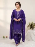 RICH LOOK CHINON SEQUENCE EMBROIDERY WORK TOP PATIYALA WITH DUPATTA FESTIVE WEAR WHOLESALE PRICE ETHNIC GARMENT (7)