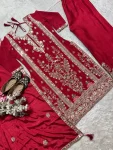 RICH LOOK CHINON SILK EMBROIDERY CODING SEQUENCE WORK TOP PALAZZO WITH DUPATTA WEDDING WEAR WHOLESALE PRICE ETHNIC GARMENT (3)