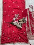 RICH LOOK CHINON SILK EMBROIDERY CODING SEQUENCE WORK TOP PALAZZO WITH DUPATTA WEDDING WEAR WHOLESALE PRICE ETHNIC GARMENT (3)