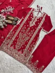 RICH LOOK CHINON SILK EMBROIDERY CODING SEQUENCE WORK TOP PALAZZO WITH DUPATTA WEDDING WEAR WHOLESALE PRICE ETHNIC GARMENT (3)
