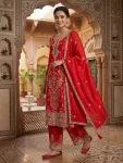 RICH LOOK CHINON SILK EMBROIDERY CODING SEQUENCE WORK TOP PALAZZO WITH DUPATTA WEDDING WEAR WHOLESALE PRICE ETHNIC GARMENT (3)