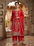 RICH LOOK CHINON SILK EMBROIDERY CODING SEQUENCE WORK TOP PALAZZO WITH DUPATTA WEDDING WEAR WHOLESALE PRICE ETHNIC GARMENT (3)