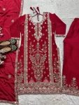 RICH LOOK CHINON SILK EMBROIDERY CODING SEQUENCE WORK TOP PALAZZO WITH DUPATTA WEDDING WEAR WHOLESALE PRICE ETHNIC GARMENT (3)