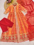 RICH LOOK CHINON SILK EMBROIDERY SEQUENCE & CODING WITH DIGITAL PRINT WORK GOWN BOTTOM WITH DUPATTA FESTIVE WEAR WHOLESALE PRICE ETHNIC GARMENT (3)
