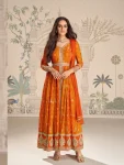 RICH LOOK CHINON SILK EMBROIDERY SEQUENCE & CODING WITH DIGITAL PRINT WORK GOWN BOTTOM WITH DUPATTA FESTIVE WEAR WHOLESALE PRICE ETHNIC GARMENT (3)