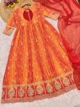 RICH LOOK CHINON SILK EMBROIDERY SEQUENCE & CODING WITH DIGITAL PRINT WORK GOWN BOTTOM WITH DUPATTA FESTIVE WEAR WHOLESALE PRICE ETHNIC GARMENT (3)