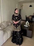 RICH LOOK CHINON SILK SEQUENCE & ZARI EMBROIDERY WORK TOP SHARARA WITH DUPATTA FESTIVE WEAR WHOLESALE PRICE ETHNIC GARMENT (5)