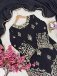 RICH LOOK CHINON SILK SEQUENCE & ZARI EMBROIDERY WORK TOP SHARARA WITH DUPATTA FESTIVE WEAR WHOLESALE PRICE ETHNIC GARMENT (5)