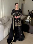 RICH LOOK CHINON SILK SEQUENCE & ZARI EMBROIDERY WORK TOP SHARARA WITH DUPATTA FESTIVE WEAR WHOLESALE PRICE ETHNIC GARMENT (5)