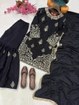 RICH LOOK CHINON SILK SEQUENCE & ZARI EMBROIDERY WORK TOP SHARARA WITH DUPATTA FESTIVE WEAR WHOLESALE PRICE ETHNIC GARMENT (5)