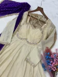 RICH LOOK COSMOS REAL MIRROR WITH ZARI EMBROIDERY LACE WORK GOWN WITH DUPATTA FESTIVE WEAR WHOLESALE PRICE ETHNIC GARMENT (19)