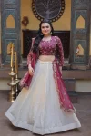 RICH LOOK COSMOS ZARI & SEQUENCE EMBROIDERED WORK LEHENGA CHOLI WITH DUPATTA WEDDING WEAR WHOLESALE PRICE ETHNIC GARMENT (9)