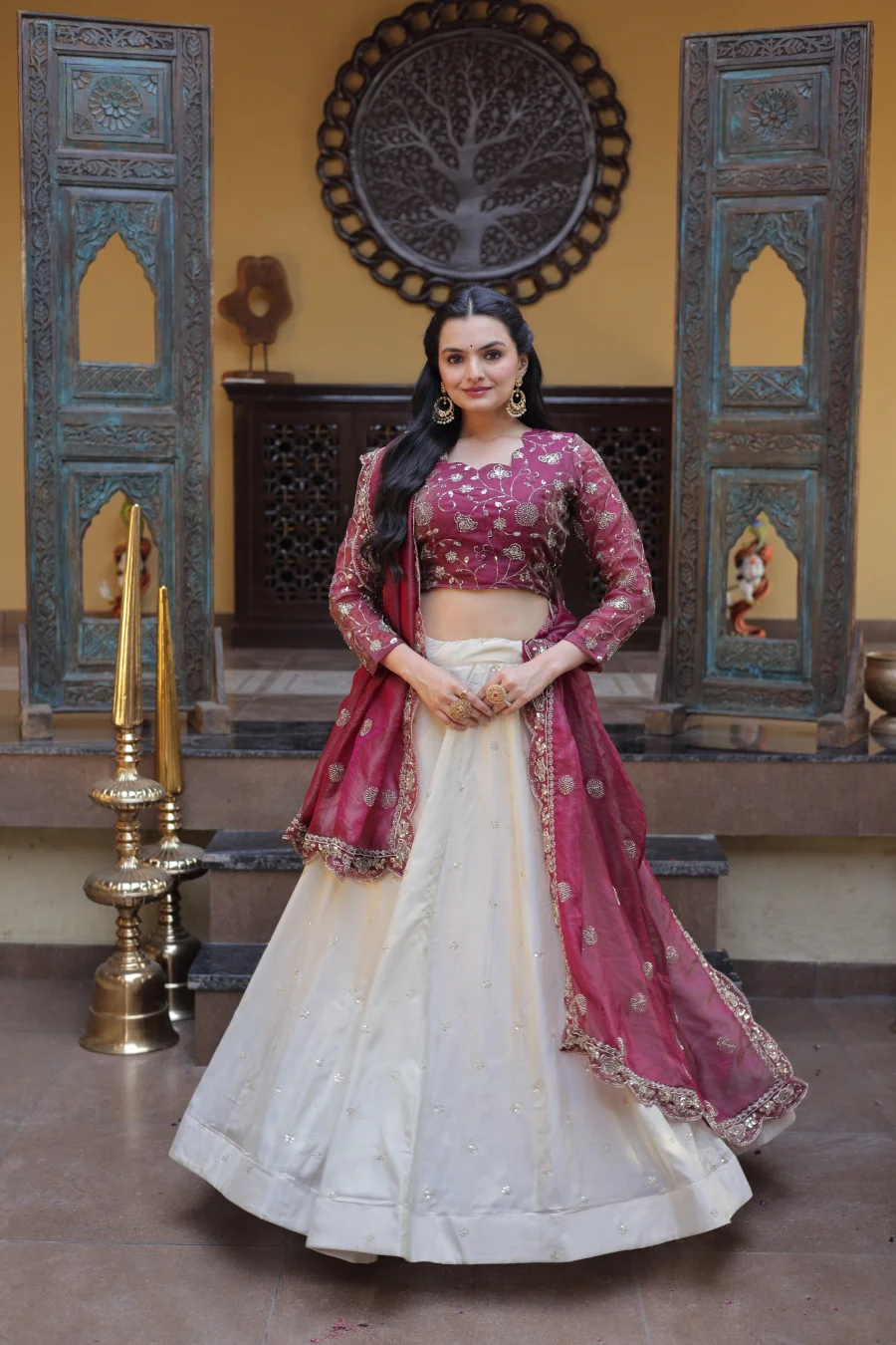 RICH LOOK COSMOS ZARI & SEQUENCE EMBROIDERED WORK LEHENGA CHOLI WITH DUPATTA WEDDING WEAR WHOLESALE PRICE ETHNIC GARMENT (2)